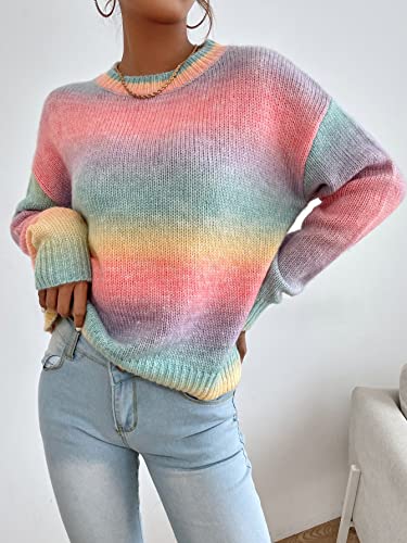 Image of Floerns Women's Drop Shoulder Long Sleeve Crew Neck Sweater Pullover Top