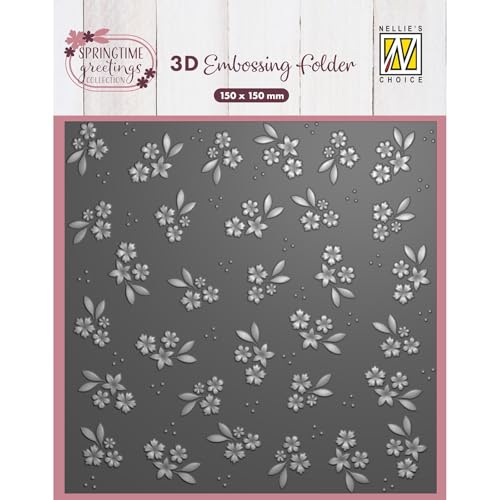 Nellie's Choice Classeur de Gaufrage 3D Fleurs Fond 15 x 15 cm - Arrière-Plan pour Scrapbooking, Cartes, DIY et Bricolage - Matériel pour Machines de Découpe et...