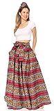 Sakkas 16317-2 - Asma Second Convertible Traditional Wax Print Adjustable Strap Maxi Skirt - 218-Black - OS