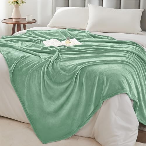 Image of BEDELITE Fleece Blanket Dusty Green Throw Blankets for Couch & Bed, Luxury Plush Cozy Fuzzy Blanket 50 inch x 60 inch, Super Soft Warm Lightweight Throw Blanket for Travel Camping