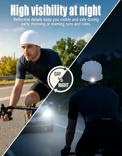 Image of Sweat Wicking Skull Caps Cooling Helmet Liner Hat Running Beanie Cycling Skullcap Sleeping Cap for Men Women