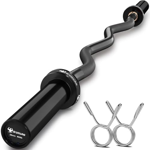 Olympic EZ Curl Barbell with Knurled Grip
