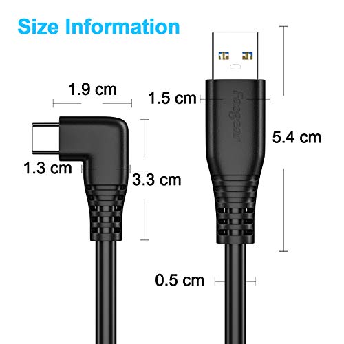 Fasgear Usb 3.0 Type C Cable 16.5Ft 90 Degree Right Angled Usb-C Cable, 5Gbps Superspeed Data Transfer, 3A Fast Charging Cable For Vr And Pc Gaming, Type-C Smartphones (5M) #TOP2