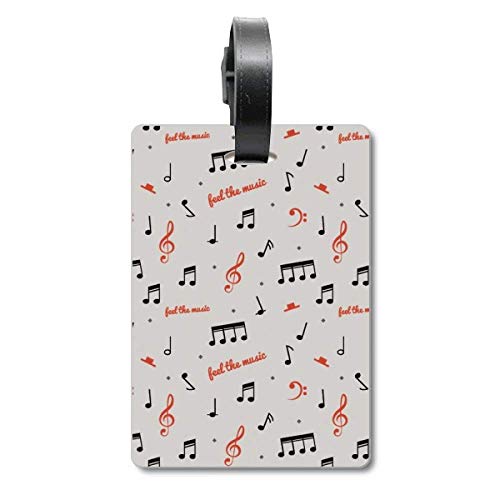 Étiquette de sac à bagages musique rouge et noir, cadeau idéal voyageur