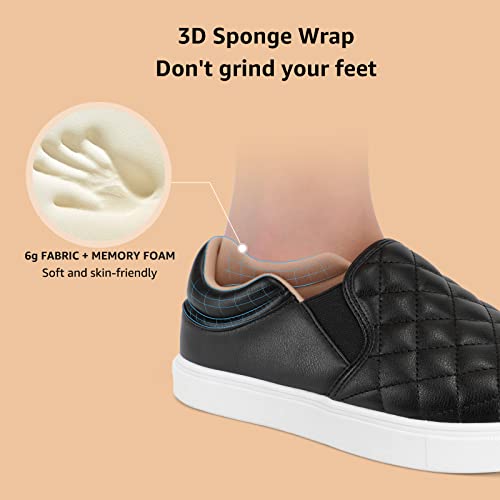 Stq Slip On Shoes For Women Comfortable Quilted Fashion Sneakers Lightweight Women Fall Casual Loafers Shoes Black Size 9.5 #TOP3