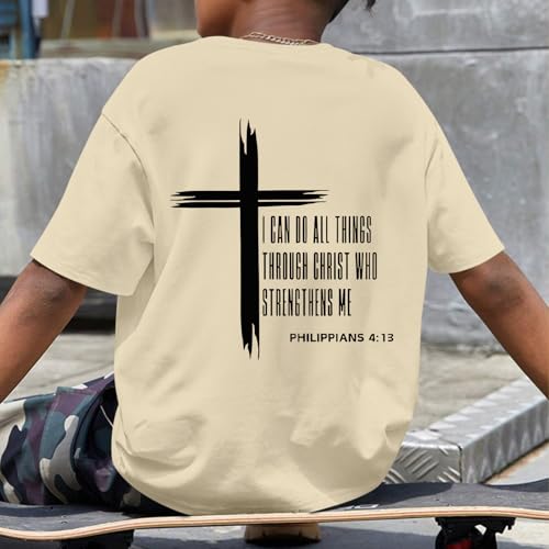 Image of KEEVICI Boys Christian Graphic Tees God Jesus Shirts for Kids Cross Faith Bible Verse Inspirational Religious Cotton T Shirt
