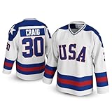 UNLC #30 Jim Craig Miracle Team USA Hockey Jersey – Authentic Stitched Letters & Numbers, Breathable Polyester, White, 2X-Large