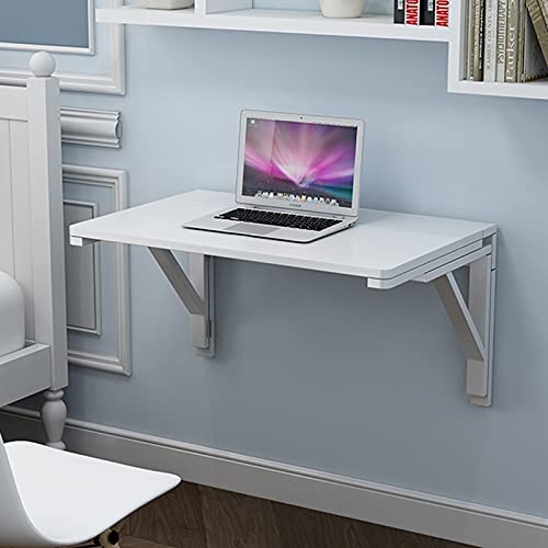 Mesa abatible plegable de pared, madera blanca |Escritorios plegables para el trabajo en el hogar, mesa de comedor de cocina, escritorio de computadora colgante flotante, mesa de pared multiusos - imagen 5