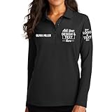 Custom Polo Shirts Design Your Own Personalized Long Sleeve Polo Shirt for Women Black