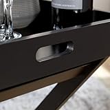 Home Source Butlers Side Table, Portable Wooden Food Drink Serving Tray, Black, 60cm - Image 5