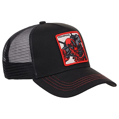 Deadpool A-Frame Trucker Adjustable Snapback Hat Blk/Red #TOP2