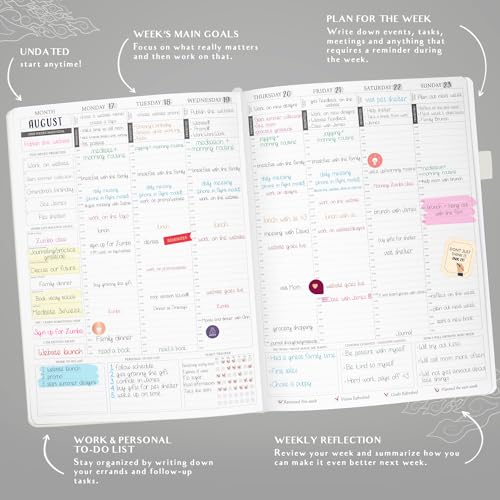Image of Legend Planner PRO Hourly Schedule Edition - Undated Deluxe Weekly & Daily Organizer with Time Slots. Time Management Appointment Book Journal for Work & Personal Life, A4 size Hardcover (White Gold Foil, A4 (8.5 inch x 11 inch))