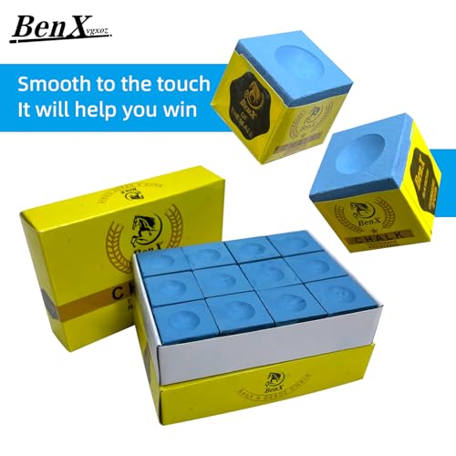 BenXvgxoz Pool Cue Chalk 24 Pack (2x12 Boxes) - Blue Billiard Chalk Cubes, High Grip Formula, Professional Tournament Grade, Mess-Free Application for Enhanced Spin & Control - Thumbnail 3