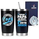 Bester Papa Geschenke Geburtstagsgeschenk - Lustige Thermobecher Geburtstag Weihnachtsgeschenke Geschenkideen für Männer Vater Opa von Tochter Sohn, Edelstahl Kaffeebecher Becher to go Tasse 600ml