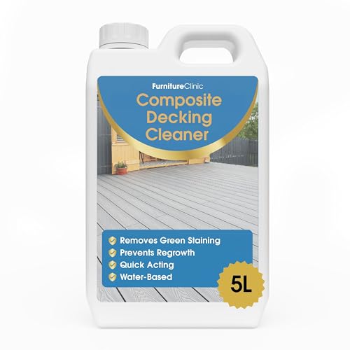 Furniture Clinic Composite Decking Cleaner 5L – Quick Acting Cleaning Formula – Cleans Green Algae and Mould - Use one Plastic Sheds and Fences