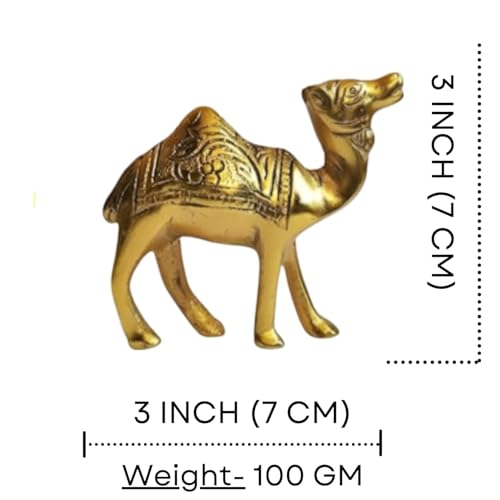 Image of Decorative Brass Camel Figurines, Set of 2, Gold-Toned, Traditional Design