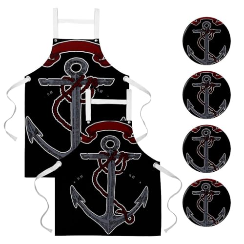 Tabliers de cuisine de restaurant anti-taches avec 4 broches incluses
