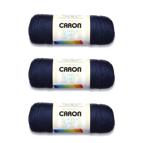 Caron Simply Soft Solids Yarn (4) Medium Gauge 100% Acrylic - 6 oz - Dark Country Blue - Machine Wash & Dry