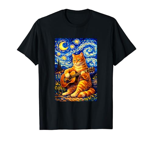 Cute Orange Cat Playing Guitar Art Guitarist Music Camping T�V���c