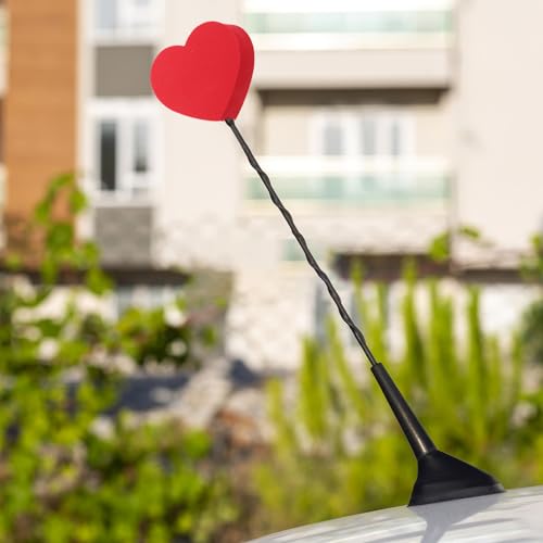 Bolas de antena para coche y SUV, decoración exterior de corazón rojo con material EVA ligero 5