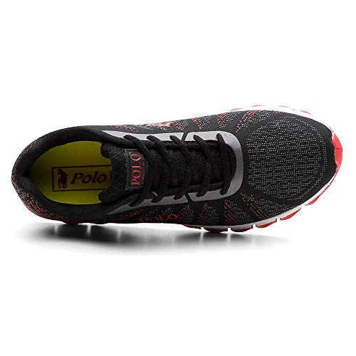 Tênis Caminhada Masculino Esporte Corrida Conforto Macio Preto/vermelho 39