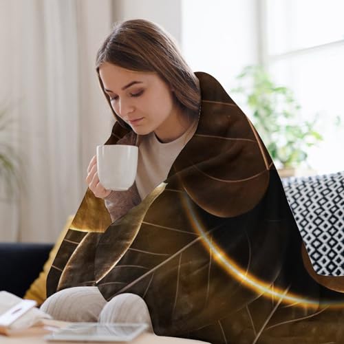Couverture polaire plante d'or jeté de lit élégant pour chambre - 8