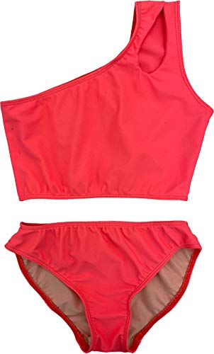 Image of Cheryl Creations Kids Girl's Black Cute & Comfortable Two Piece One Shoulder Bathing Suit Bikini | Swimsuit
