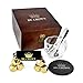 Whiskey Stones and Glass Gift Set for Men - Fancy Drinking Cup, Gold Stainless Steel Chilling Rocks, Slate Coaster - Cool Reusable Ice Cubes for Scotch Bourbon - Great for Husband Birthday Retirement