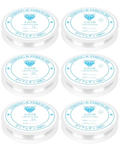 TOZBLEU Nylonfaden - nylonschnur für armbänder - Elastisch Schmuckfaden Gummifaden, Transparent Faden Reißfest Angelschnur Für Perlenschmuck Armbänder, 6X Spule 0.4mm-1.0mm TOZBLEU Nylonfaden - nylonschnur für armbänder - Elastisch Schmuckfaden Gummifaden, Transparent Faden Reißfest Angelschnur Für Perlenschmuck Armbänder, 6X Spule 0.4mm-1.0mm
