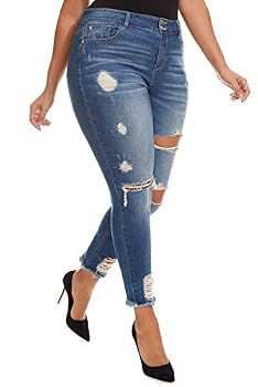 Apparel Fashion To Figure Women's Plus Size Francesca High Rise Destruction Jeans Book