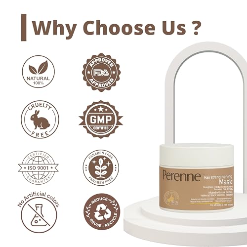 Image of Perenne Hair Strengthening Mask for Hair Fall Control & Damage Repair | Deep Conditioner with Keratin, Redensyl, RootBioTec & Black Seed Oil | Sulphate-Free | Unisex | 100g
