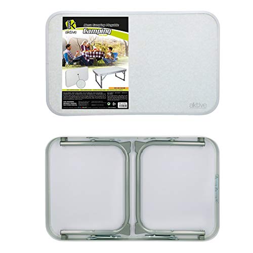 AKTIVE Mesa Plegable Baja, Camping, Blanca, 56x34x24 cm, 52842