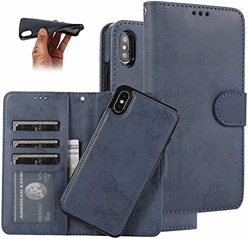 SUMOON iPhone XR Purse,Magnetic Detachable Wallet Cases for Women/Men,Flip Folio Case Pu Leather Cover with Strap Card Holder Money Pouch Shockproof Folding Phone Case for iPhone XR,Black