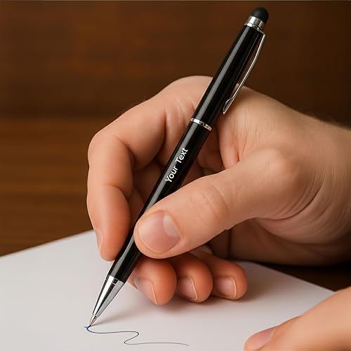 Image of Kajri Gifts Customized Pen With Name Luxury Ballpoint Slim Pen For Sign Customised Pen With Name Black And Gold Body Personalized Gift For Professionals And Graduates (Black Slim Twist)