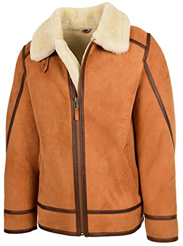 B3 Veste en peau de mouton véritable marron pour homme - 4
