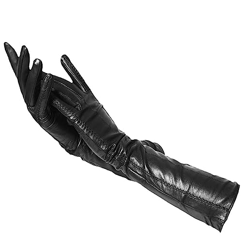 Mode Longs Gants En Cuir Beige Longs Gants En Cuir Femmes Hiver Véritable Peau De Mouton Femmes...