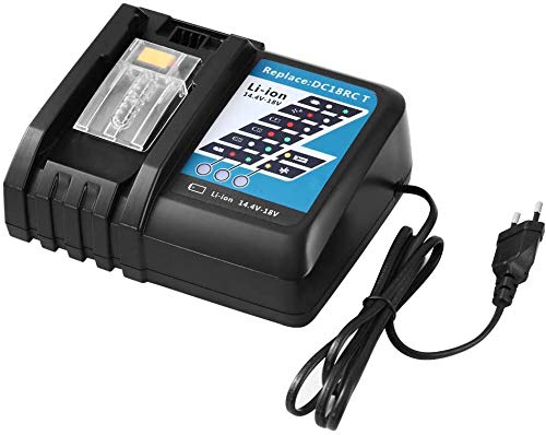 Venghts DC18RC Chargeur de Remplacement pour Makita 14.4V ~ 18V DC18RC DC18RCT Li-ION Batterie BL1860B BL1860 BL1850B BL1850 BL1840B BL1840 LXT-400 BL1415 BL1430 avec Indicateur LED (7A Chargeur) Cover
