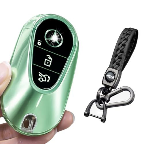 【BAGOOD】スマートキーケース キーホルダー メルセデスベンツ Benz ベンツキーケース Sクラス Cクラス 2020年式 2021年式 専用 オシャレ TPU 超軽量 4色 (グリーン透明)