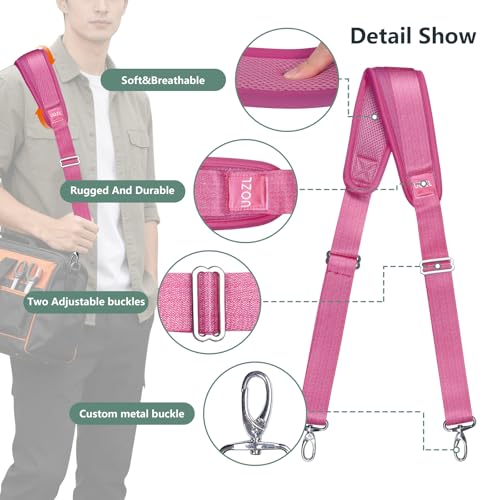 Image of 67 Inch Shoulder Straps, Soft with Ultra-Thick Fixed Shoulder Pad, Two Way Independently Adjustable Buckle Replacement Straps for Laptop Bag Messenger Bag Tool Bag Luggage,Rose Red