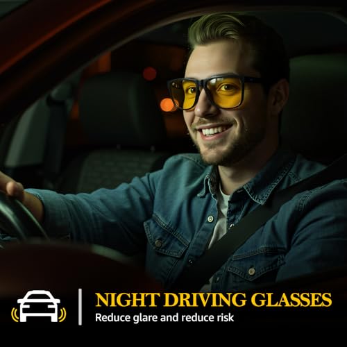 FIMILU 2 Pack Night Driving Glasses for Men, Polarized Night Vision Reduce Glare and Enhance Visual Abilities at Nighttime2