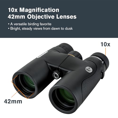 Celestron–Nature DX ED 10x42 Premium Binoculars–Extra-Low Dispersion Objective Lenses–Outdoor and Birding Binocular–Fully Multi-Coated with BaK-4 Prisms–Rubber Armored–Fog & Waterproof Binoculars