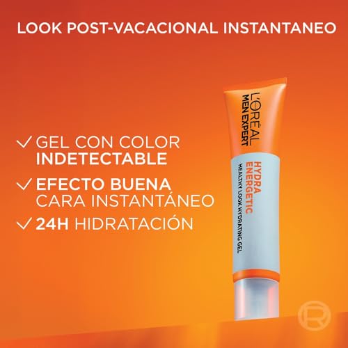 Miniatura 3 de L'Óréal Paris, Men Expert Hydra Energetic, Gel Hidratante, Hidratación 24H, con Vitamina C, para una Piel de Apecto Saludable, Realza el Tono Natural del Rostro, Aporta Luminosidad al Instante, 40ml