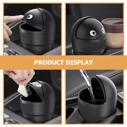 2 Botes de basura para coche KICHOUSE de 520ml negros con tapa anti fugas para portavasos 4