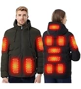 [foxseon] 電熱服 電熱ジャケット 冬服 メンズ 【11箇所発熱 3段階温度調整 前後独立設定】USB加熱 ヒーター防寒服 ジャケット メンズ フード付き 防寒着 ヒーター内蔵 加熱服 ...