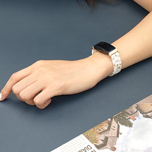 Image of Wongeto Resin Band Compatible with Fitbit Inspire 2 & Inspire /Inspire HR Watch Bands for Women (White Flower)