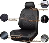 2 Pieces Universal Protective Covers PU Leather Seat Protectors, Car Seat Covers Front Seats Faux Leather, Seat Covers Side Airbag Universal, for Car Seat Front for Most Cars Trucks Vans SUVs (Black) - Image 6
