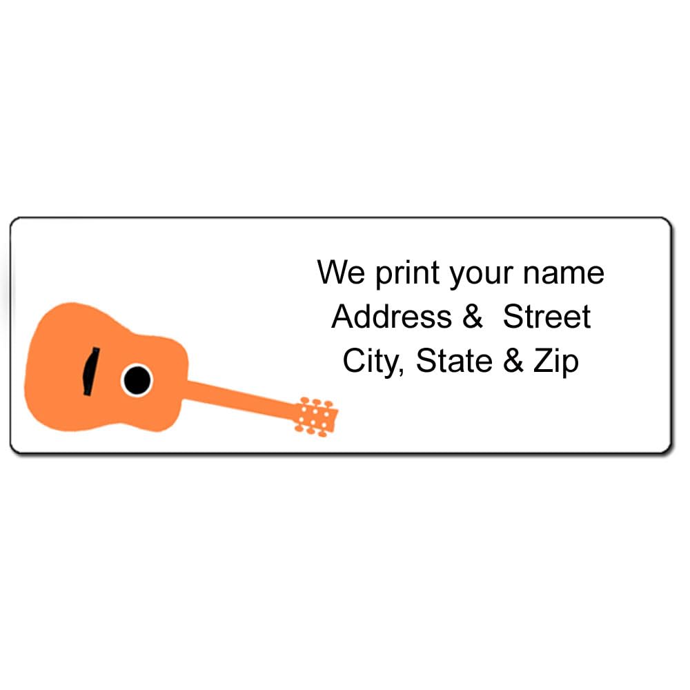Stonehouse Collection Guitar Music Address Labels, 1 x 2.75 in, 90 Labels, Stickers, Permanent Adhesive, Music Return Label (Guitar #3)