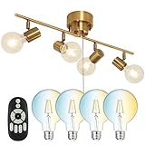 共同照明 シーリングライト 4灯 E26 GT-DJ-IE26Q-G95CT シーリングスポットライト LEDフィラメント電球 調光調色 60W形4個付き リモコン対応 角度調節 折り畳み可 吊り下げ 北欧 照明器具 天井 おしゃれ 6畳 8畳 寝室 カフェ風