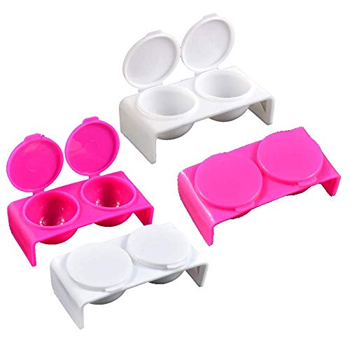 6pcs (white+rose red) Plastic Double Cup Nail Art Cup Bowl Soaking Dish Dappen Bowl Cup Dish with Lid for Mixing Acrylic Powder Liquid Nail Art Manicures Accessories image 4