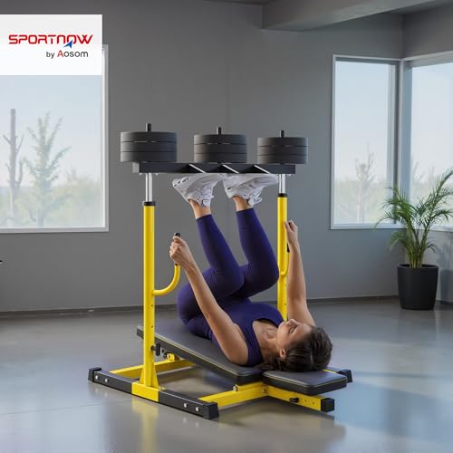 SPORTNOW Vertical Leg Press Machine, 300 kg Capacity, Leg Strength Training Machine with Adjustable Leg, Back and Head Positions for Home Gym, 1" Standard Plate Compatible, Yellow - Image 2